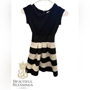 Girl’s Size 7 Black & White Striped Fit-and-Flare Dress